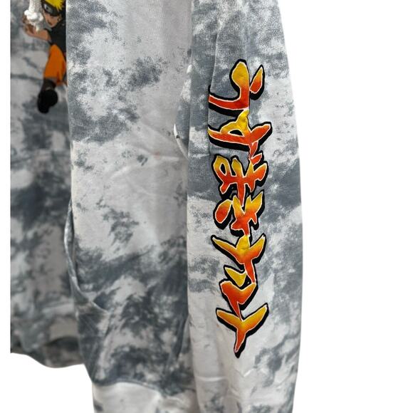 Men’s Shonen Jump Naruto Shippuden Drawstring Hoodie M Tie Dye Grey - Picture 5 of 7